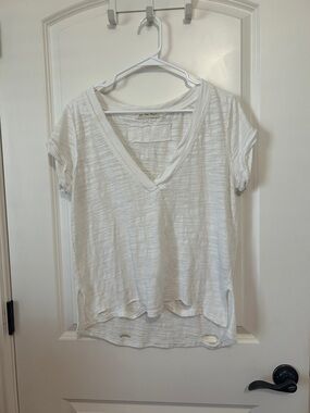 We The Free White Slub V-Neck Tee